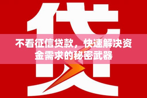 莺歌不看征信贷款，快速解决资金需求的秘密武器