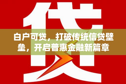 莺歌白户可贷，打破传统信贷壁垒，开启普惠金融新篇章