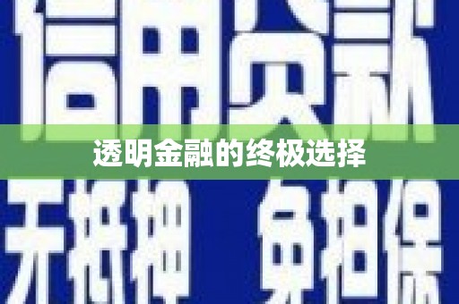 莺歌透明金融的终极选择