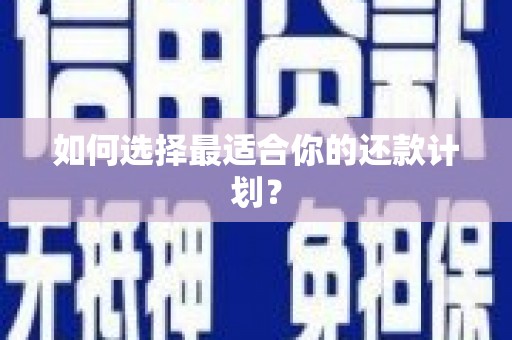 莺歌如何选择最适合你的还款计划？